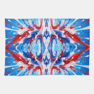 Linge De Cuisine Couverture Éclaboussure Rouge Blanc et Bleu
