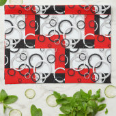 Linge De Cuisine Couverture Sherpa Cercles Rouge Noir (Plié)