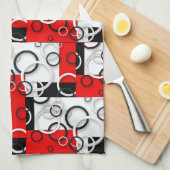 Linge De Cuisine Couverture Sherpa Cercles Rouge Noir (Quart Plié)