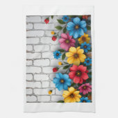 Linge De Cuisine Couverture Sherpa Mur de Briques Floral (Vertical)