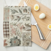 Linge De Cuisine Couvre-lit Patchwork Rose Fleur Verte Rustique  (Quart Plié)