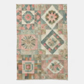 Linge De Cuisine Couvre-lit Patchwork Rose Fleur Verte Rustique (Vertical)