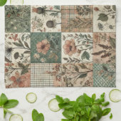 Linge De Cuisine Couvre-lit Patchwork Rose Fleur Verte Rustique (Plié)