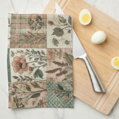 Linge De Cuisine Couvre-lit Patchwork Rose Fleur Verte Rustique (Quart Plié)