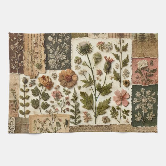 Linge De Cuisine Couvre-lit Patchwork Rose Fleur Verte Rustique (Horizontal)