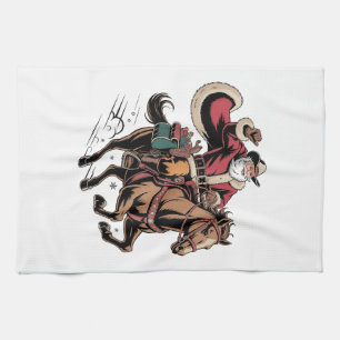 Linge De Cuisine Cowboy Père Noël Monter Un Cheval Noël
