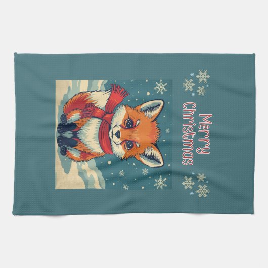 Linge De Cuisine Cozy Christmas Fox Kitchen Towels (Horizontal)