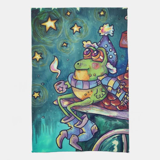 Linge De Cuisine Cozy Frog Christmas & New Year Card (Vertical)