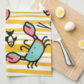 Linge De Cuisine Crab Seafood Fish Pattern  (Quart Plié)