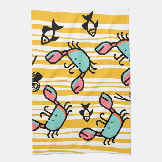 Linge De Cuisine Crab Seafood Fish Pattern  (Vertical)