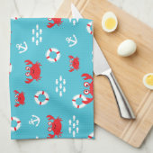 Linge De Cuisine Crabe avec bouée de sauvetage (Quart Plié)