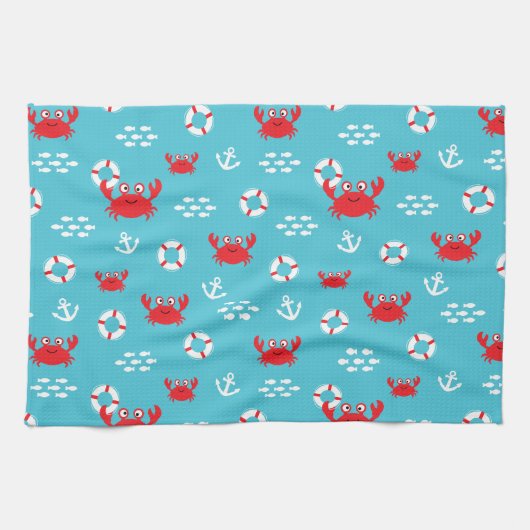Linge De Cuisine Crabe avec bouée de sauvetage (Horizontal)