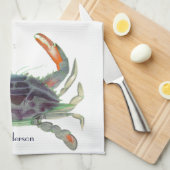 Linge De Cuisine Crabe bleu et vert gris marine (Quart Plié)
