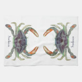 Linge De Cuisine Crabe bleu et vert gris marine (Horizontal)