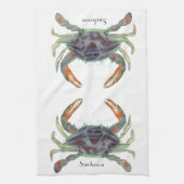 Linge De Cuisine Crabe bleu et vert gris marine (Vertical)