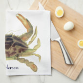 Linge De Cuisine Crabe Côtier Nautique Tan Khaki Sandy (Quart Plié)