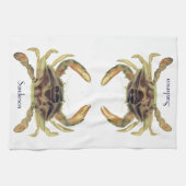 Linge De Cuisine Crabe Côtier Nautique Tan Khaki Sandy (Horizontal)