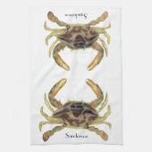 Linge De Cuisine Crabe Côtier Nautique Tan Khaki Sandy (Vertical)