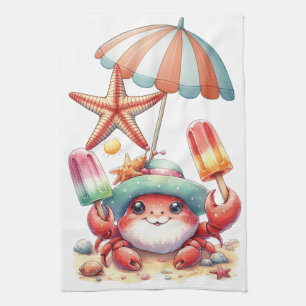 Linge De Cuisine Crabe d'ambiance estivale avec des Popsicles