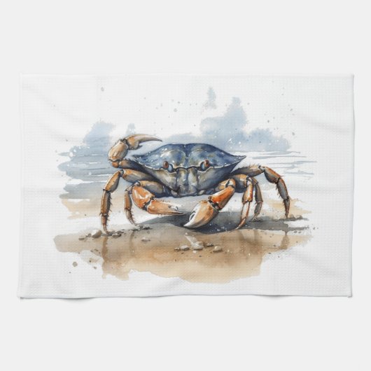 Linge De Cuisine Crabe de plage aquarelle (Horizontal)