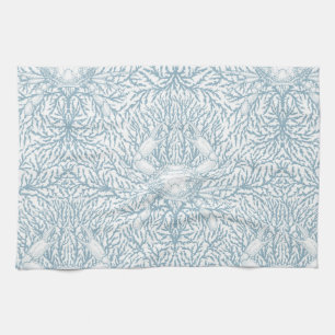 Linge De Cuisine Crabe et mauvaises herbes marines, été côtier en b