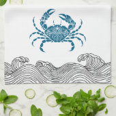 Linge De Cuisine Crabe Mandala sarcelle (Plié)