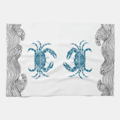 Linge De Cuisine Crabe Mandala sarcelle (Horizontal)