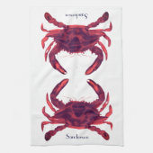 Linge De Cuisine Crabe Nautique Bourgogne Rouge Maroon (Vertical)