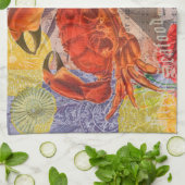 Linge De Cuisine Crabe Plage Nautique Art de la mer (Plié)