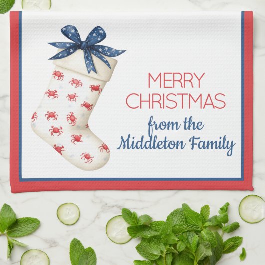 Linge De Cuisine Crabe rouge côtier Prise de Noël (Plié)