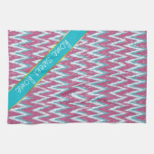 Linge De Cuisine Cranberry et Turquoise Motif iKat ZigZag (Horizontal)