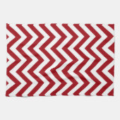 Linge De Cuisine Cranberry Rouge Blanc Grand Chevron ZigZag Motif (Horizontal)