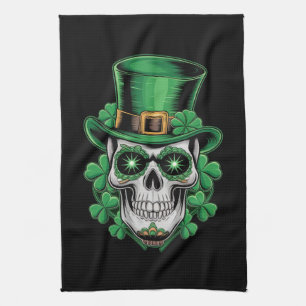 Linge De Cuisine Crâne à sucre St Patrick Day Shamrock chanceux