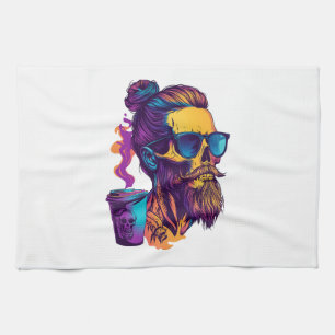 Linge De Cuisine Crâne Caféiné - Squelette de Barista Drôle