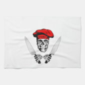 Linge De Cuisine Crâne chef avec couteaux chef (Horizontal)