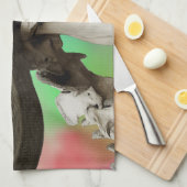 Linge De Cuisine Crâne de buffle sur un Arrière - plan d'aquarelle (Quart Plié)