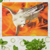 Linge De Cuisine Crâne de vache et feu (Plié)