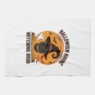 Linge De Cuisine Crâne Effrayant Lune Chapeau De Sorcière Vintage H