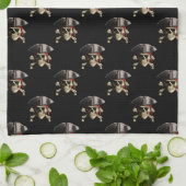 Linge De Cuisine Crâne et chapeau de pirate (Plié)