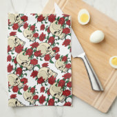 Linge De Cuisine Crâne et roses (Quart Plié)