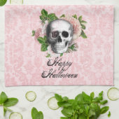 Linge De Cuisine Crâne gothique avec Halloween Rose (Plié)