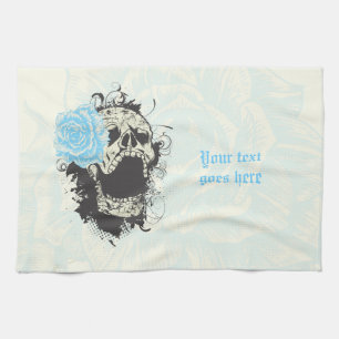 Linge De Cuisine crâne gothique cool et rose bleu personnalisé