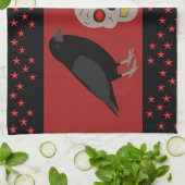 Linge De Cuisine Crâne gothique et ravens du gardien Halloween (Plié)