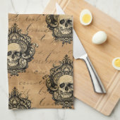 Linge De Cuisine Crâne gothique victorien (Quart Plié)