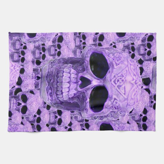 Linge De Cuisine Crâne gothique violet (Horizontal)