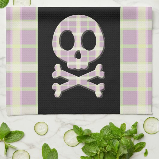 Linge De Cuisine Crâne mauve de plaid (Plié)