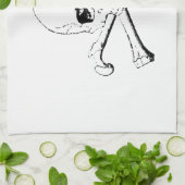 Linge De Cuisine Crâne noir et blanc et os (Plié)