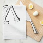 Linge De Cuisine Crâne noir et blanc et os (Quart Plié)