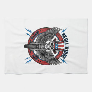 Linge De Cuisine Crâne Patriotique Moto Aigle Vintage