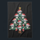 Linge De Cuisine Crâne sapin de Noël Pyjama Cool Skeleton Père Noël<br><div class="desc">Crâne sapin de Noël Pyjama Cool Squelette Santa Hat Noël</div>